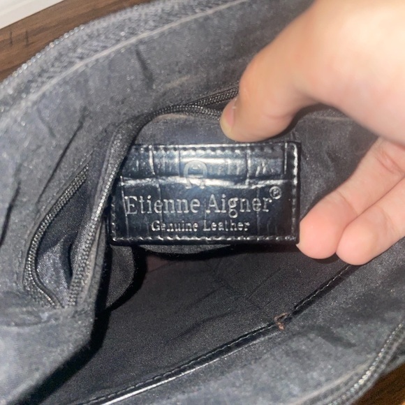 Vintage shoulder bag croc embossed leather we bag handbag purse - Picture 8 of 14